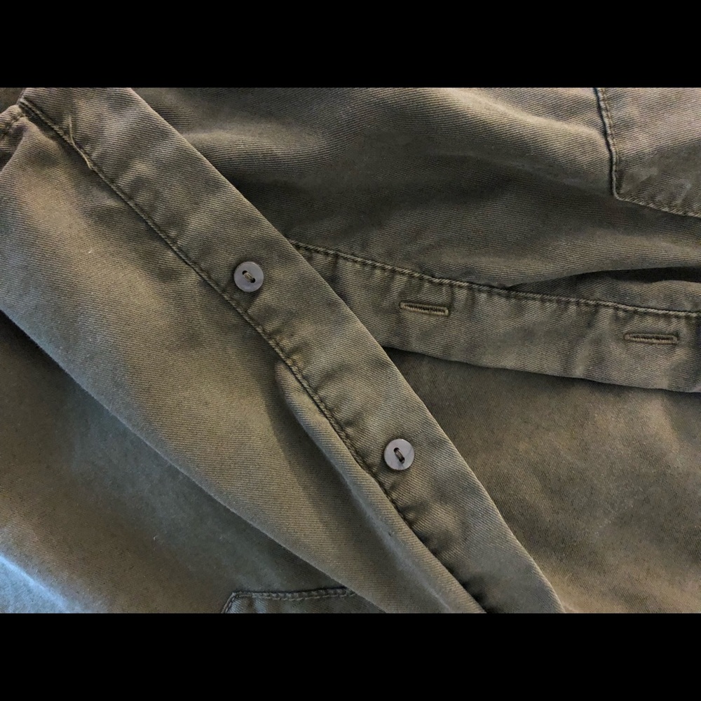 Green cropped button down shirt